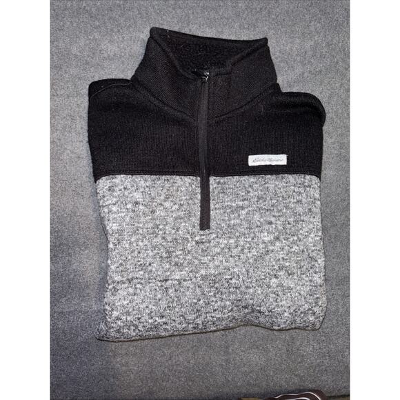 Men’s Eddie Bauer Quarter Zip With Pockets, Size Medium Gorpcore Black And Grey - Picture 8 of 8